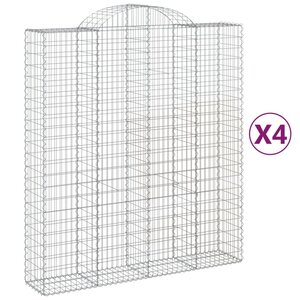 vidaXL Paniers à gabions arqués 4 Pièces 200x50x220/240 cm Fer galvanisé