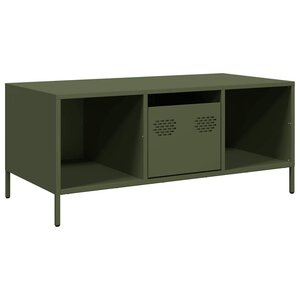 vidaXL Table basse vert olive 101 5x50x43 5 cm acier laminé à froid