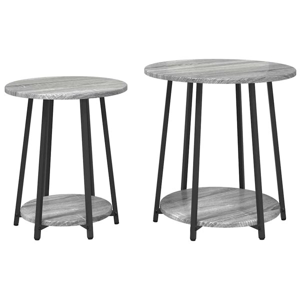 vidaXL Ensemble de tables d'appoint 2 Pièces Gris Sonoma et noir