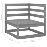 Vidaxl canapé à 2 places de jardin gris bois de pin solide