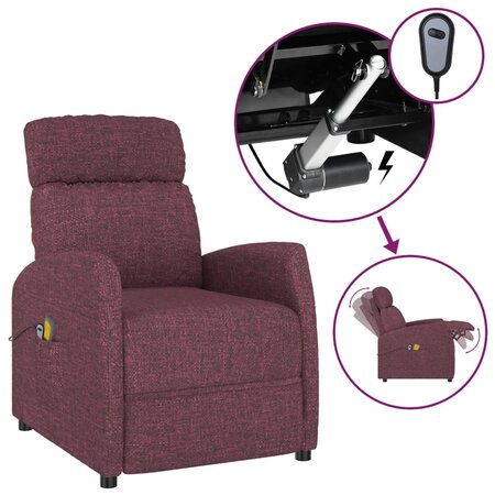 vidaXL Fauteuil électrique de massage Violet Tissu