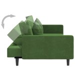 vidaXL Canapé-lit à 2 places avec deux oreillers Vert foncé Velours