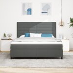 vidaXL Lit à ressorts box avec matelas & LED gris foncé 180 x 200 cm toile