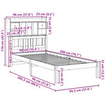 vidaXL Lit bibliothèque sans matelas blanc 90x200cm bois de pin massif