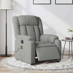 vidaXL Fauteuil de massage inclinable électrique gris clair tissu