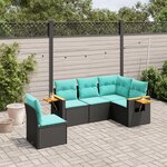 vidaXL Salon de jardin 5 Pièces avec coussins noir résine tressée
