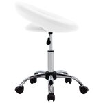 Chaise fauteuil siège de travail roulante similicuir blanc 02_0024075