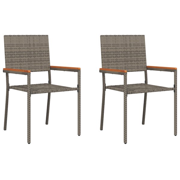 Chaises de jardin empilables avec coussins  2 Pièces  gris en poly rotin