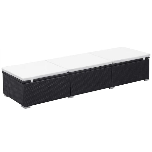 vidaXL Chaise longue avec coussin Résine tressée Noir