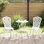 Set de bistro jardin 3 pièces vidaXL en alu blanc