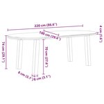 vidaXL Table à manger 220x100x74 cm bois de chêne massif ovale