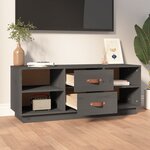 vidaXL Meuble TV Gris 100x34x40 cm Bois de pin massif