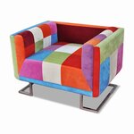 vidaXL Fauteuil cube avec design de patchwork Chrome Tissu