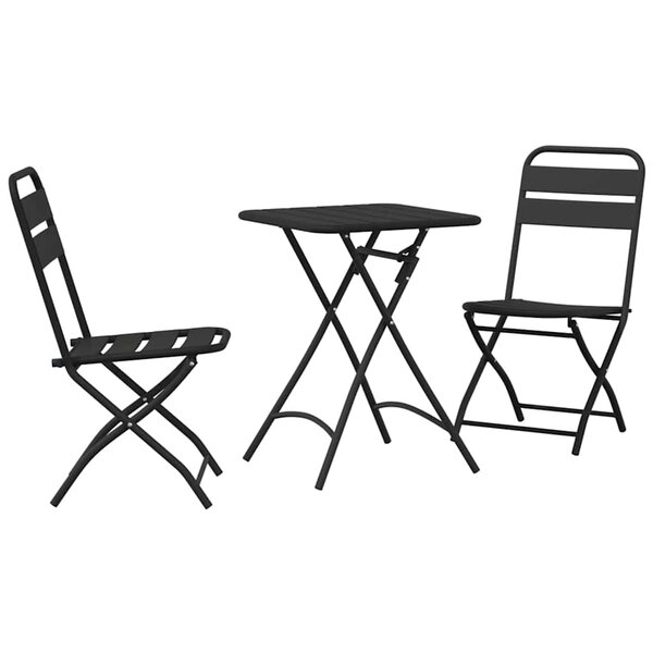 vidaXL Ensemble bistrot 3 Pièces Anthracite Acier