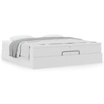 VidaXL Cadre de lit ottoman avec matelas blanc 200x200 cm similicuir