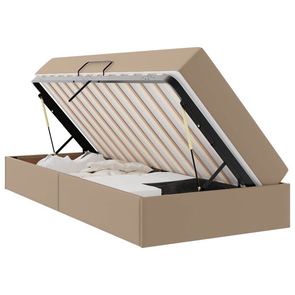 vidaXL Lit avec rangement et matelas 2 Pièces Cappuccino Cuir