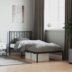 vidaXL Cadre de lit métal sans matelas avec tête de lit noir 90x190 cm