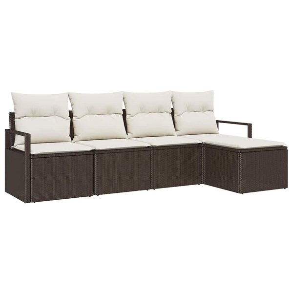 vidaXL Ensemble de canapé de jardin 5 Pièces Marron Poly rotin