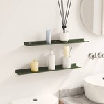 vidaXL Étagère flottante 2 Pièces Vert olive 60 x 8 5 x 2 5 cm Acier