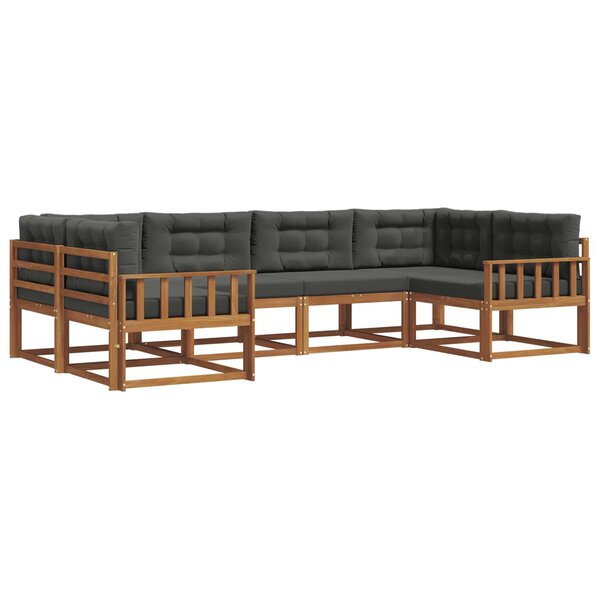 vidaXL Ensemble de canapés d'extérieur 6 Pièces Naturel et Anthracite