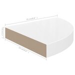 vidaXL Étagère d'angle flottante blanc brillant 25x25x3 8 cm MDF