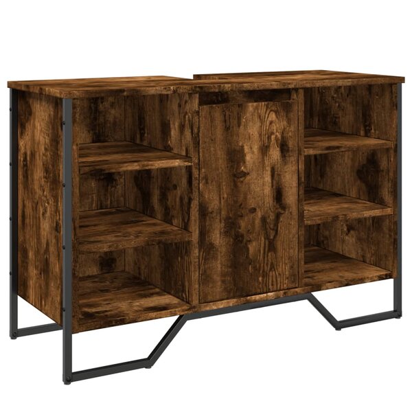 vidaXL Armoire lavabo de salle de bain chêne fumé 91x35x60 cm
