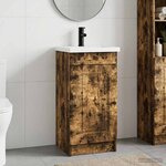 vidaXL Meuble de salle de bain avec évier Chêne fumé 42 x 40 x 84 5 cm