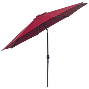 Parasol en métal rond polyester 180g/m² manivelle inclinable Ø 3 x 2 45 m bordeaux