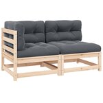 vidaXL Salon de jardin 2 Pièces avec coussins Bois de pin massif