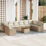 vidaXL Ensemble de canapé de jardin 11 Pièces Beige  blanc
