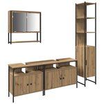 vidaXL Ensemble de mobilier de salle de bain 4 Pièces chêne artisanal