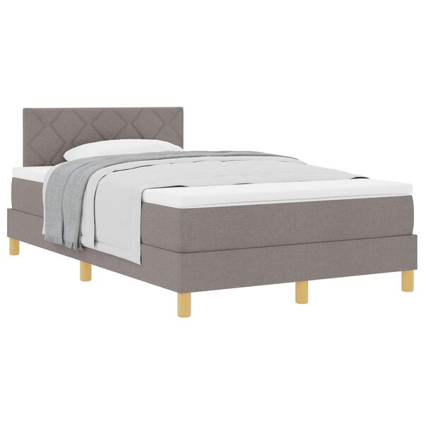 vidaXL Lit à ressorts avec coussin Taupe 120 x 200 cm tissu
