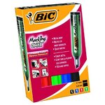 Etui de 4 Marqueurs Permanent MARKING ONYX 1481 Pte Biseau 2,7 à 6,2 mm N/B/R/V BIC