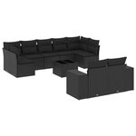 vidaXL Salon de jardin 10 Pièces avec coussins noir résine tressée