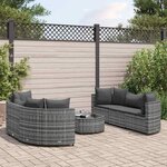 vidaXL Salon de jardin avec coussins 7 Pièces gris résine tressée