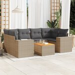 vidaXL Salon de jardin avec coussins 7 Pièces beige résine tressée