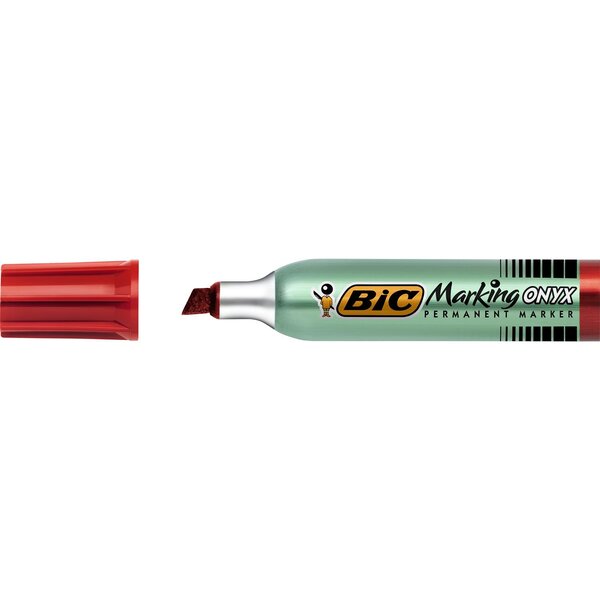 Marqueur permanent marking onyx 1481 pte biseau 2 7 à 6 2 mm rouge x 12 bic
