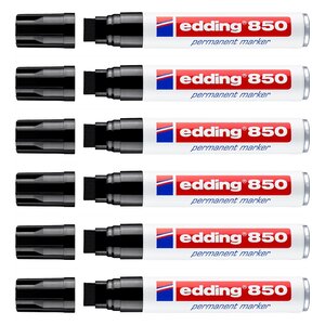 Marqueur Permanent 850 Noir Pointe Large Biseautée 5-15 mm x 6 EDDING