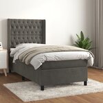 vidaXL Sommier à lattes de lit et matelas Gris foncé 90x190 cm Velours