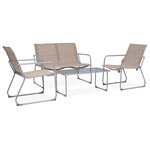 vidaXL Salon de jardin 4 Pièces Tissu et acier Taupe