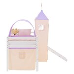 Lit mezzanine 90x200cm sommier  toboggan  tour  tunnel et rideau pin violet