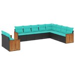 vidaXL Salon de jardin 10 Pièces avec coussins noir résine tressée