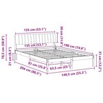 vidaXL Cadre de lit Marron et taupe 135 x 190 cm Bois massif en pin