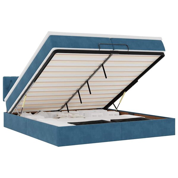vidaXL Cadre de lit ottoman avec matelas bleu foncé 200x200 cm velours