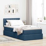 vidaXL Lit avec rangement et matelas avec tête de lit Bleu 90 x 190 cm