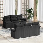 vidaXL Ensemble de canapé de jardin 7 Pièces Noir Poly rotin