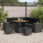 vidaXL Ensemble de canapé de jardin 8 Pièces Noir polyrotin