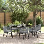 vidaXL Ensemble de salle à manger pour jardin 7 Pièces Gris Poly rotin