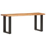 Banc banquette au bord naturel du bois 110 x 35 x 46 cm bois d'acacia solide et acier 02_0010780