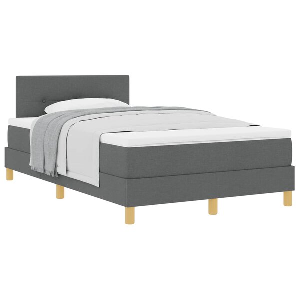 vidaXL Lit à ressorts avec coussin Gris foncé 120 x 190 cm tissu